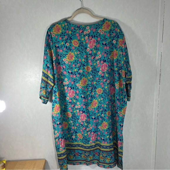 Halife Bohemian Women’s Midi Dress Relaxed Fit Plus Size Scoop Neck Floral - Picture 2 of 5